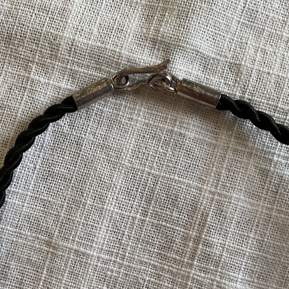 Sterling Silver 925 Red/White Crystals with silk cord necklace New - Picture 8 of 10